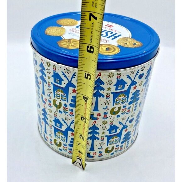 Trader Joe's Cookie Tin Empty Danish Butter Cookies Blue White Danish Christmas - Picture 9 of 15